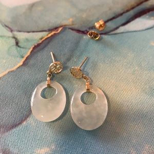 Jade earrings mounted in gold